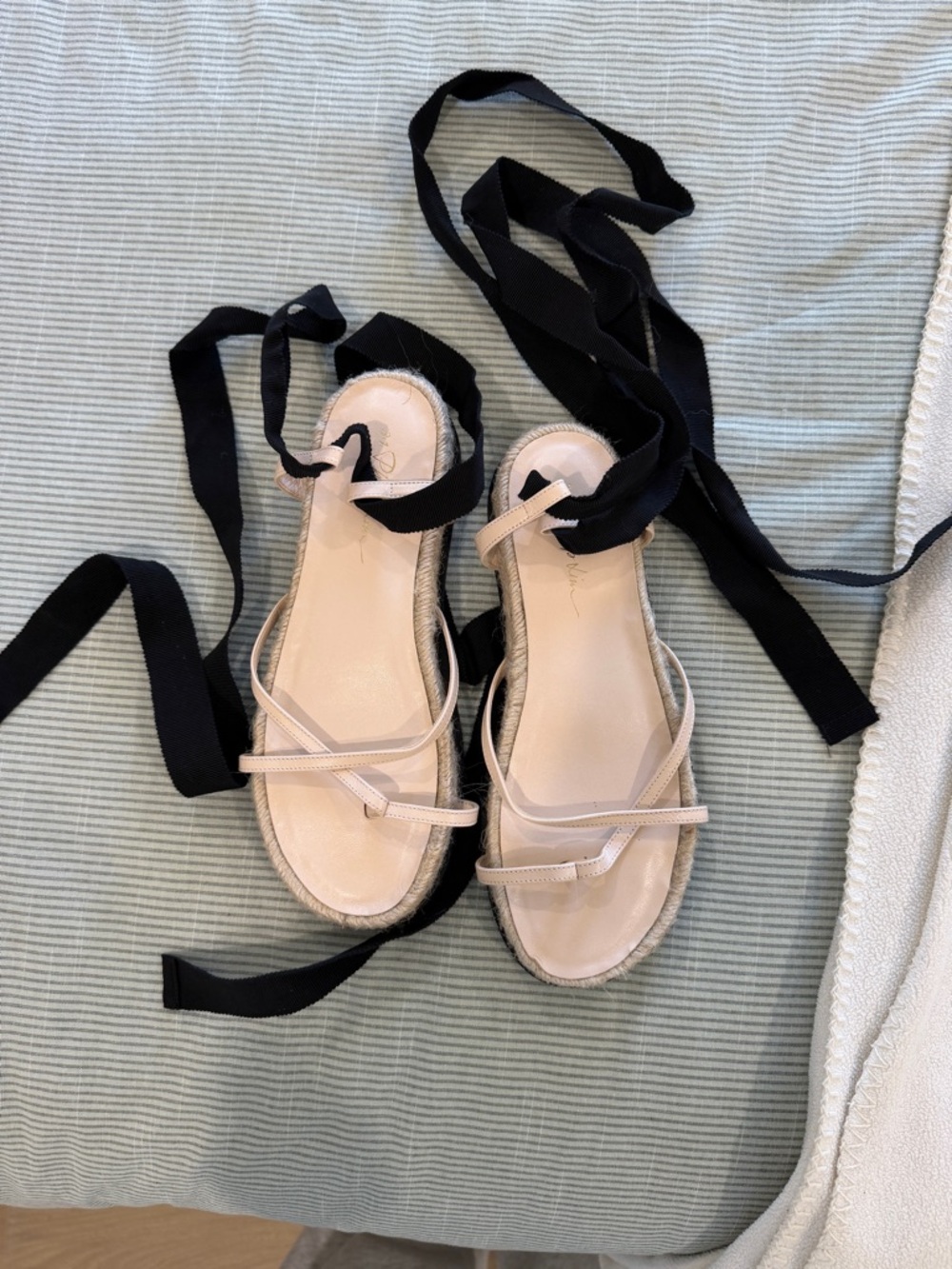 3.1 Phillip Lim Espadrille Wrap Sandals in Nude and Black - Picture 3 of 5